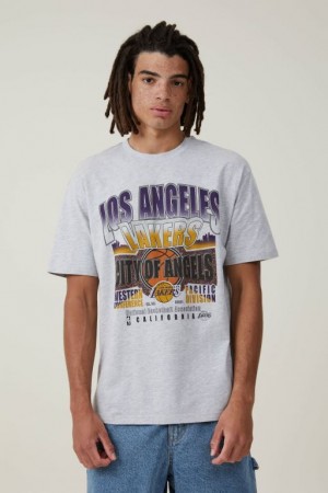 Cotton On Nba Loose Fit Men's Graphic T-Shirts Light Grey | xdIQ0ntuNVi