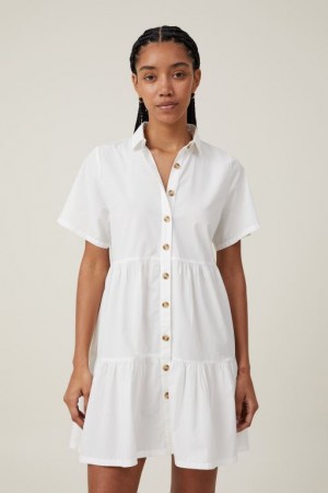 Cotton On Noah Mini Shirt Dress Women's Mini Dress White | 8h1JIN6E2wI