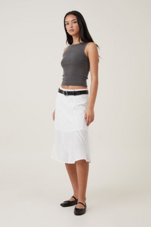 Cotton On Nova Midi Women's Skirt White | miEOX4cR6fJ
