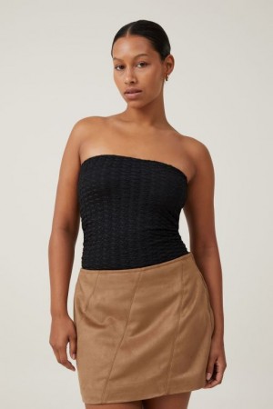 Cotton On Nova Textured Tube Women's Tanks Black | wAg7A9dkjaz