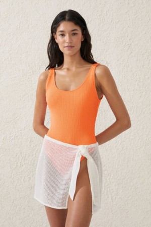 Cotton On Open Mesh Beach Mini Sarong Women's Skirt White | 0yJrKoZDIgM