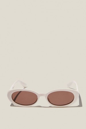 Cotton On Ophelia Oval Women's Sunglasses White | NdQfXE5YZTK