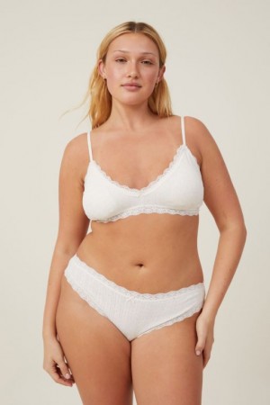 Cotton On Organic Cotton Lace Triangle Padded Bralette Women's Bras Butterscotch | IPfOHebIMqP