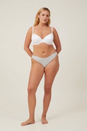 Cotton On Organic Cotton Rib Women's Thong Grey | bET3iVayViJ