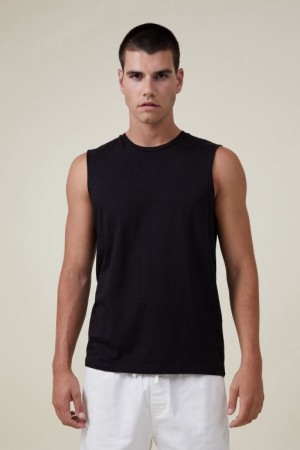 Cotton On Organic Muscle Men's Tanks Black | OKdOFdS1FtB