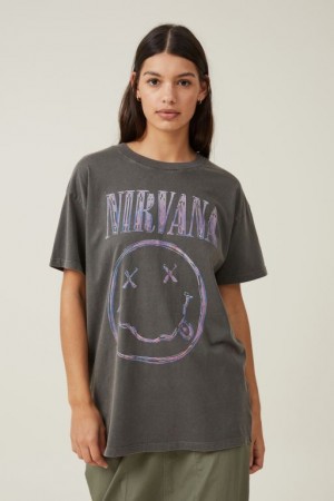 Cotton On Oversized Fit Nirvana Women's Graphic T-Shirts Lcn | avo6RGEFQAz