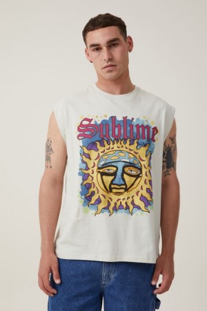 Cotton On Oversized License Muscle Men's Graphic T-Shirts White | fLNb9LQB0uO