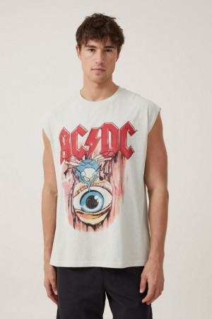 Cotton On Oversized License Muscle Men's Graphic T-Shirts White | mK3EV3JQLQH