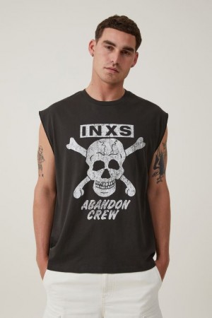Cotton On Oversized License Muscle Men's Graphic T-Shirts Black | GSIV8jSr3l6
