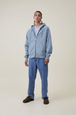 Cotton On Oversized Zip Up Men's Hoodie Turquoise | sQjU1XjFC1n