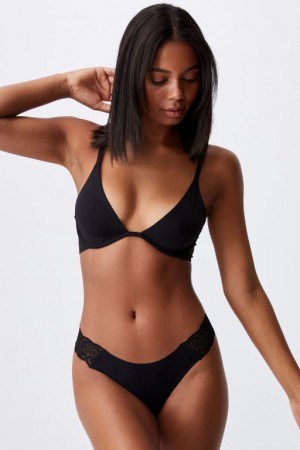 Cotton On Party Pants Seamless Brief Women's Thong Black | QdnzXjpTTLF