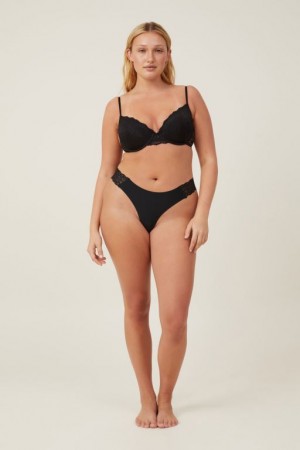 Cotton On Party Pants Seamless Brief Women's Thong Black | aaRDrlHXa6v