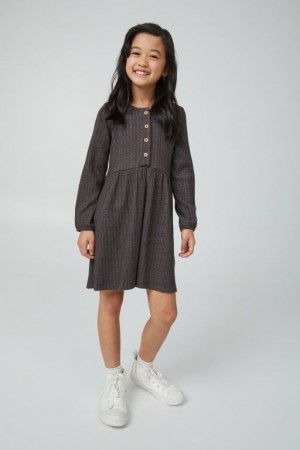 Cotton On Payton Long Sleeve Girls' Dress Phantom | s1lKAack8tg