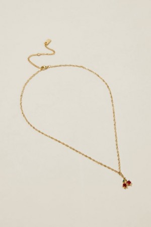 Cotton On Pendant Necklace Women's Jewellery Gold Pink | EkiUaRa19WM