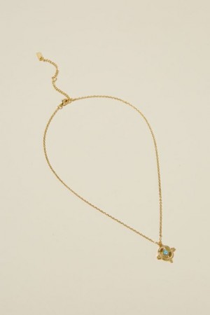 Cotton On Pendant Necklace Women's Jewellery Gold Turquoise | PjaAh8JpxYy