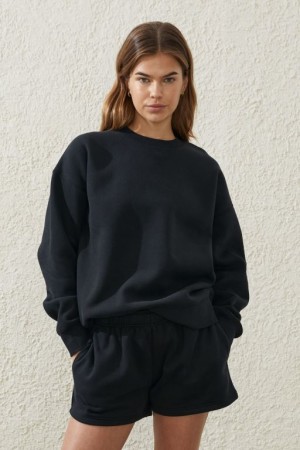 Cotton On Plush Essential Crew Women's Jumpers Black | dV2nOWiLVRp