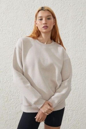 Cotton On Plush Essential Crew Women's Jumpers Sesame | 7SmW38uBnpS