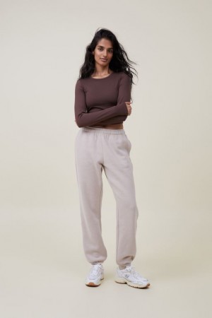 Cotton On Plush Essential Gym Track Women's Pants Sesame | 0Fkbd9MsXxe