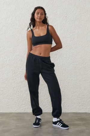 Cotton On Plush Essential Gym Track Women's Pants Black | seC0d0F7K4O