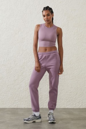 Cotton On Plush Essential Gym Track Women's Track Pants Purple | QR8caxWnH9M