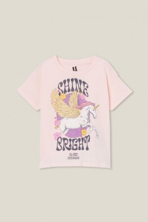 Cotton On Poppy Short Sleeve Print Girls' T Shirts Pink / Light | V2rJ65lGvyK