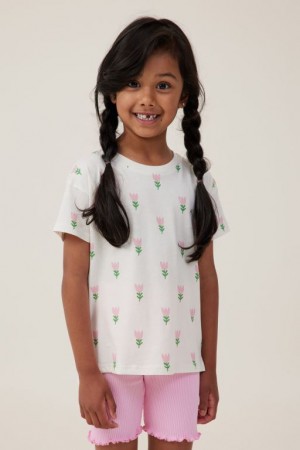 Cotton On Poppy Short Sleeve Print Girls' T Shirts Light Yellow | iHZHeDG3mvC