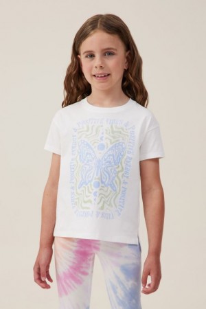 Cotton On Poppy Short Sleeve Print Girls' T Shirts Light Yellow | rT7cZ1Gcdf3