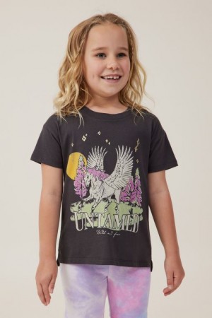 Cotton On Poppy Short Sleeve Print Girls' T Shirts Phantom | CrqwVKJT3eE