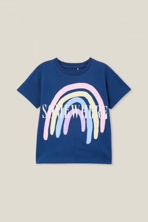 Cotton On Poppy Short Sleeve Print Girls' T Shirts Blue / Multicolor | V7ctin10gJ6