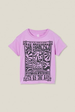 Cotton On Poppy Short Sleeve Print Girls' T Shirts Lavender | uoH3Bkjhd2M