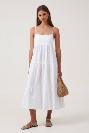 Cotton On Poppy Tiered Women's Maxi Dress White | 9kMjwJnStfR