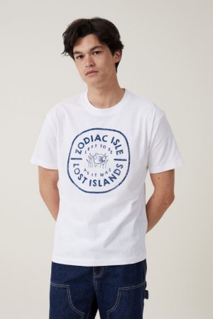 Cotton On Premium Loose Fit Art Men's Graphic T-Shirts White | Kl6cQW3ZxSp