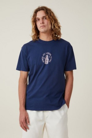 Cotton On Premium Loose Fit Art Men's Graphic T-Shirts Indigo / Snake | Me9N9W2N5sP