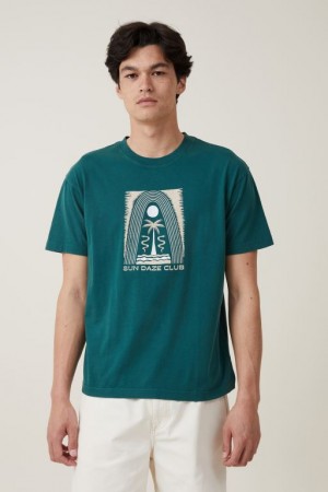 Cotton On Premium Loose Fit Art Men's Graphic T-Shirts Evergreen | N9IsPPeSfdu