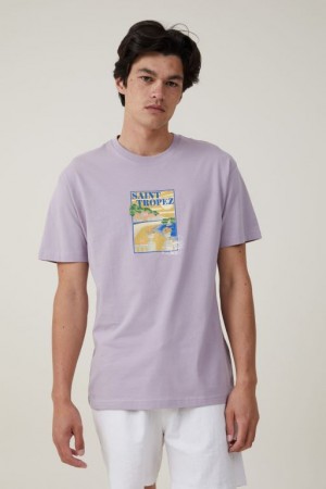 Cotton On Premium Loose Fit Art Men's Graphic T-Shirts Lavender | eXolRht6OIb