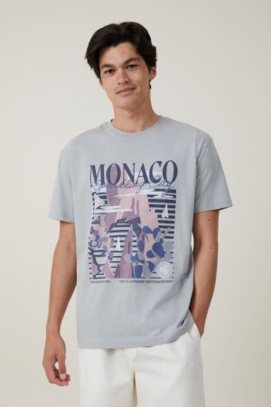 Cotton On Premium Loose Fit Art Men's Graphic T-Shirts Blue | MCuOeZV4qWt