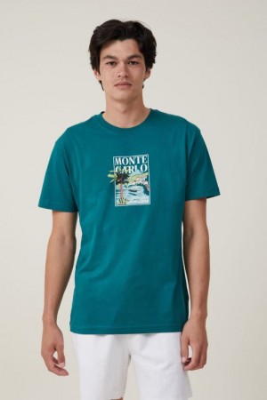 Cotton On Premium Loose Fit Art Men's Graphic T-Shirts Turquoise | dREqSzpu5oc
