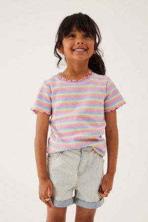 Cotton On Raya Rib Baby Girls' T Shirts Multicolor Stripes | mPkaSMqYZ4K