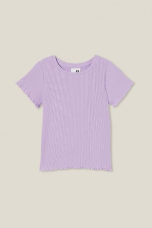 Cotton On Raya Rib Baby Girls' T Shirts Purple | yyObZJrVIFq