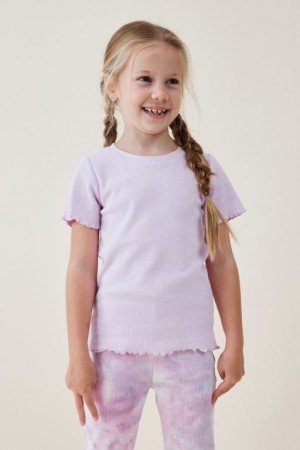 Cotton On Raya Rib Baby Girls' T Shirts Purple | veSvJAcYRPb