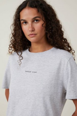 Cotton On Regular Fit Graphic Women's Graphic T-Shirts Grey | BWZ5Zndj4Yi
