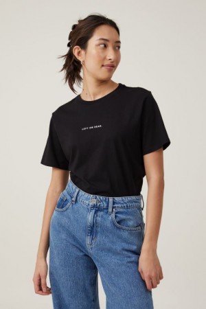 Cotton On Regular Fit Graphic Women's Graphic T-Shirts Black | D0CY1cfzfmc