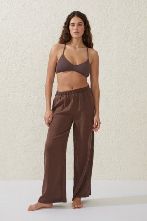 Cotton On Relaxed Beach Women's Pants Brownie | Zh2NBIxJ6Mr