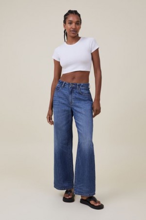 Cotton On Relaxed Wide Leg Jean Women's Pants Blue | RDY4BSpdX1f
