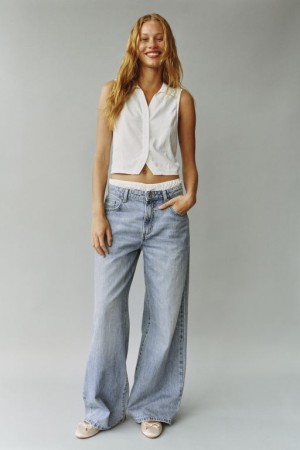 Cotton On Relaxed Wide Leg Jean Women's Pants Blue | ueBkHLAeAkx