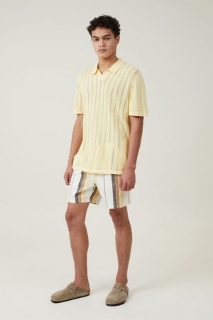 Cotton On Resort Short Sleeve Polo Men's Shirts Yellow | UWZ6iGprxOk