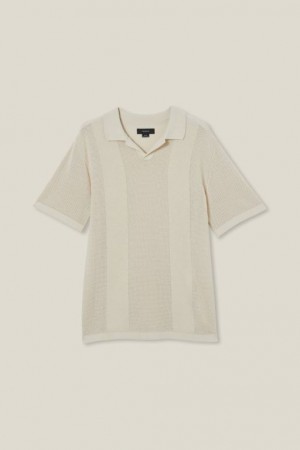 Cotton On Resort Short Sleeve Polo Men's Shirts Beige | Daji6YMrZ8Y