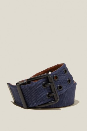 Cotton On Reversible Canvas Men's Belts Navy / Brown | p4qgtFtUVxN