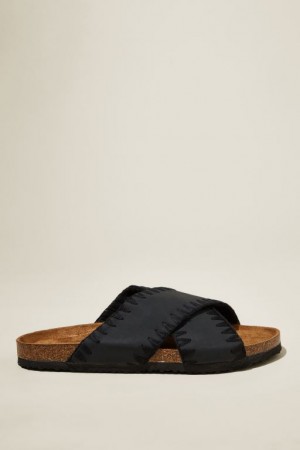 Cotton On Rex Crossover Slide Women's Sandals Black | omDnKDewl2K