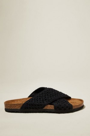 Cotton On Rex Crossover Slide Women's Sandals Black | vujH5TAG8Eg
